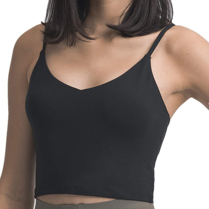 Sports Bras for Women Longline Padded Yoga Tank Tops Workout Fitness Running Crop Tops V- Black / Medium