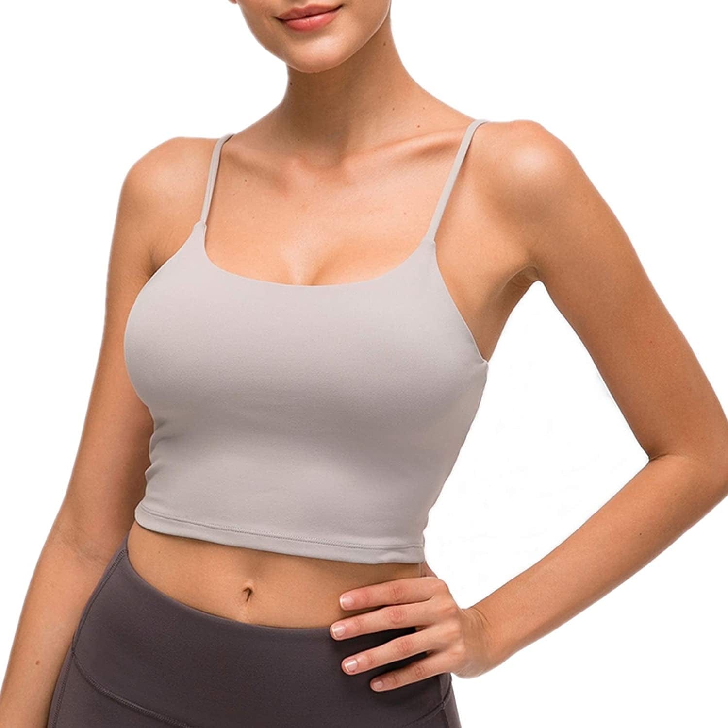Sports Bras for Women Longline Padded Yoga Tank Tops Workout Fitness Running Crop Tops Light-grey / Small
