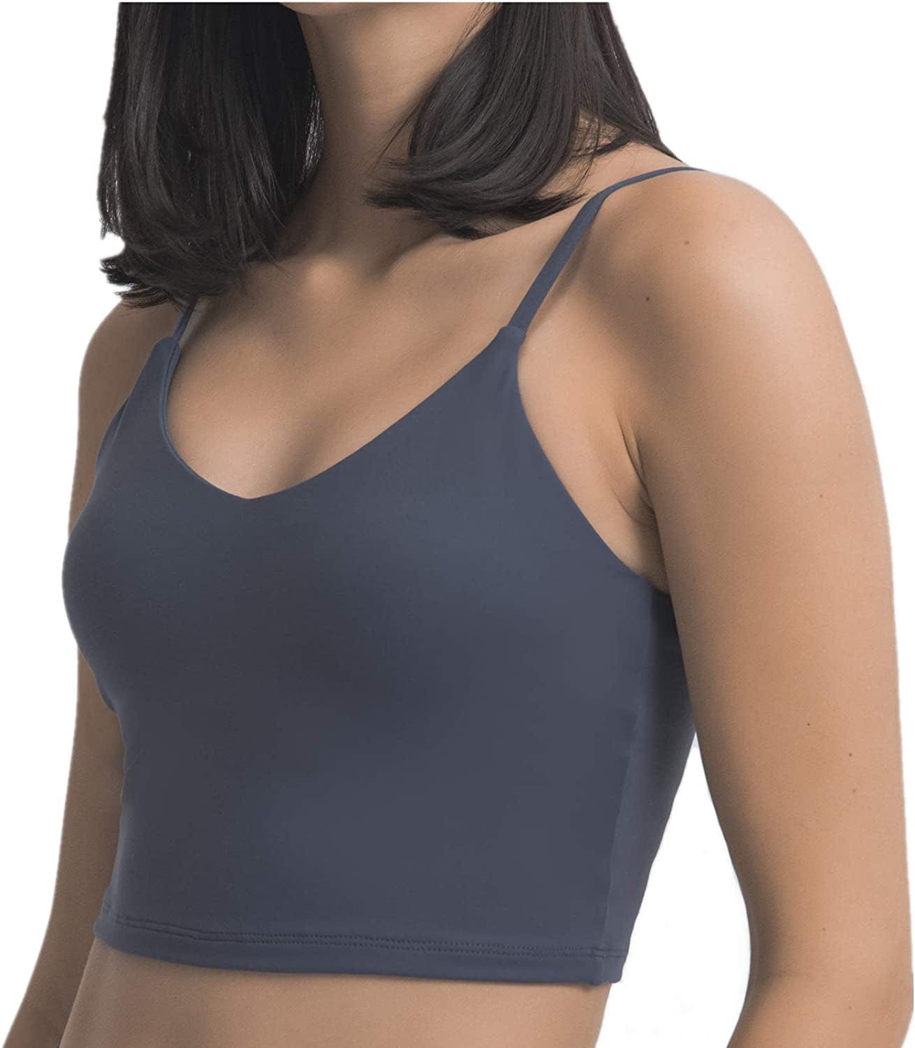 Sports Bras for Women Longline Padded Yoga Tank Tops Workout Fitness Running Crop Tops V-navy Blue / Large