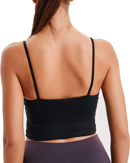 Sports Bras for Women Longline Padded Yoga Tank Tops Workout Fitness Running Crop Tops