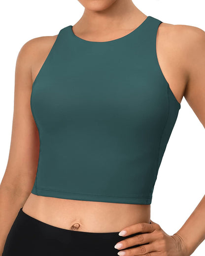Sports Bras for Women Padded Tank Tops Sleeveless Workout Crop Tops with Built in Bra #1 Teal / X-Large