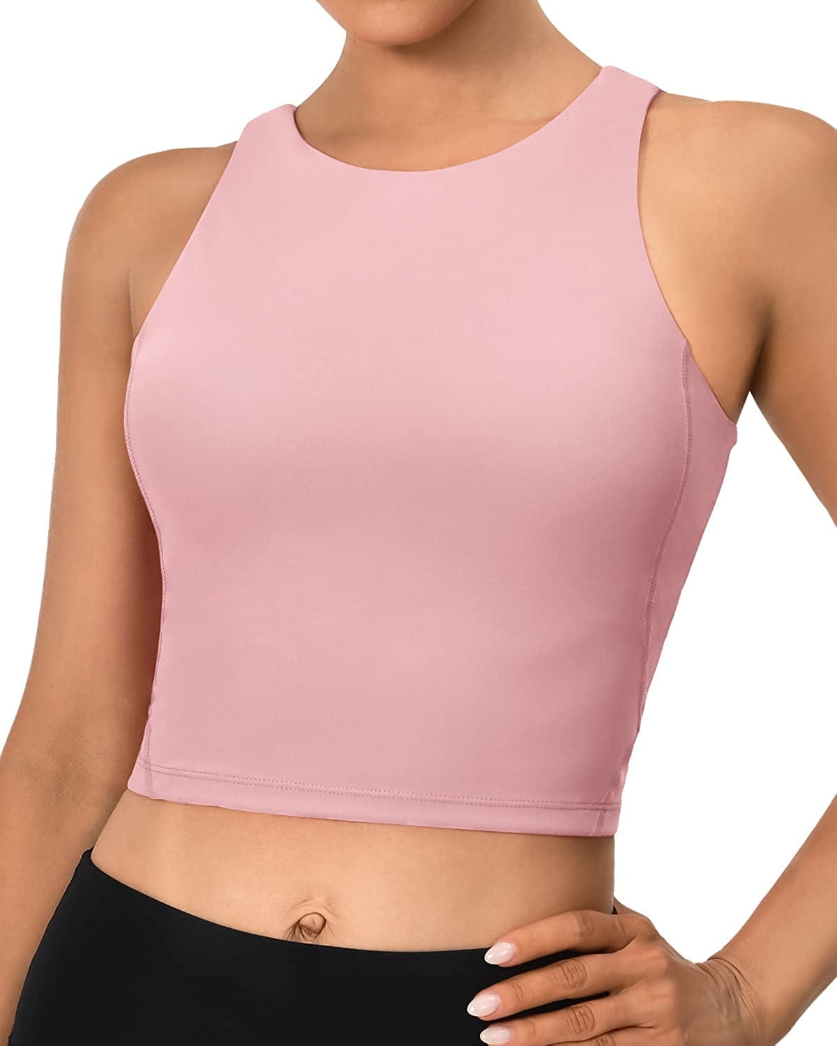 Sports Bras for Women Padded Tank Tops Sleeveless Workout Crop Tops with Built in Bra #1 Mauve / Medium