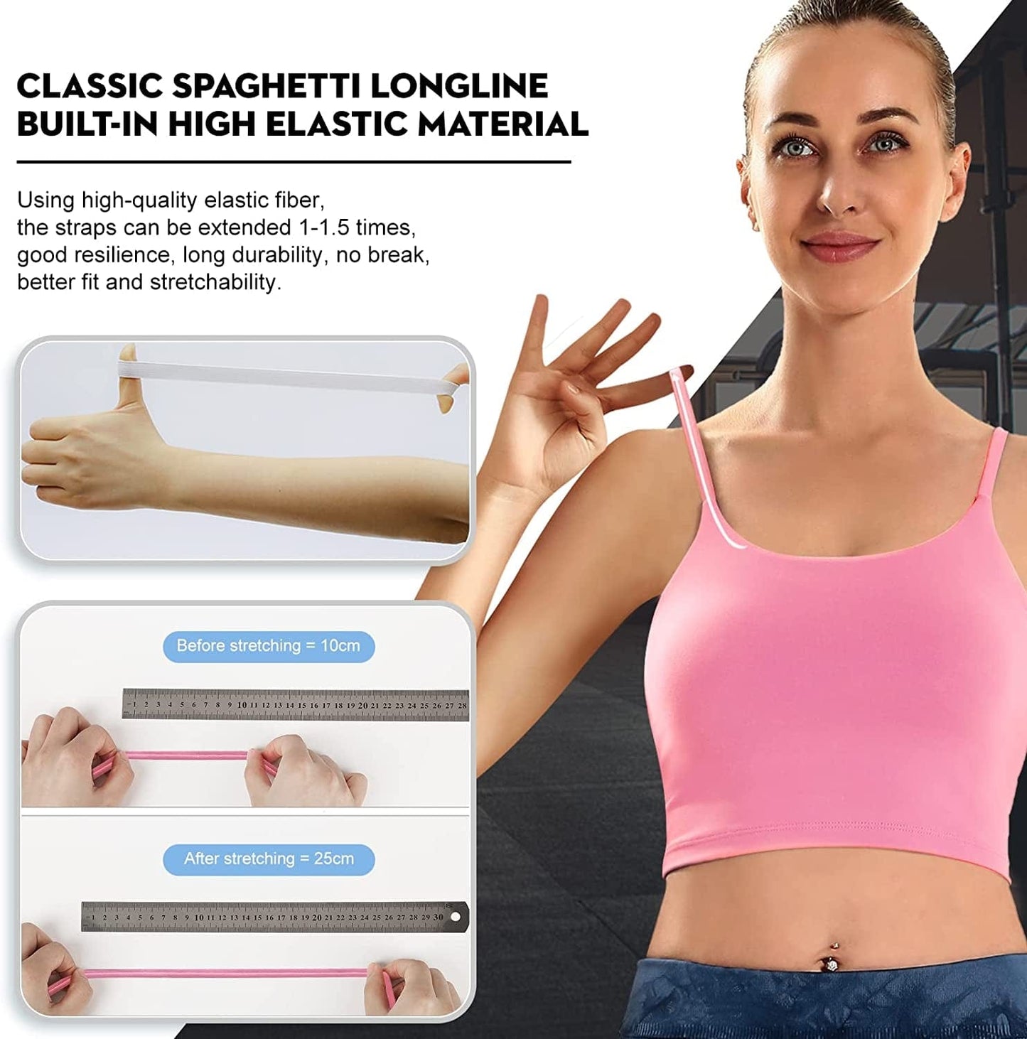 Sports Bras for Women Quick-Dry Padded Wirefree Workout Crop Cute Tank Tops Camisole Yoga Fitness Running Gym
