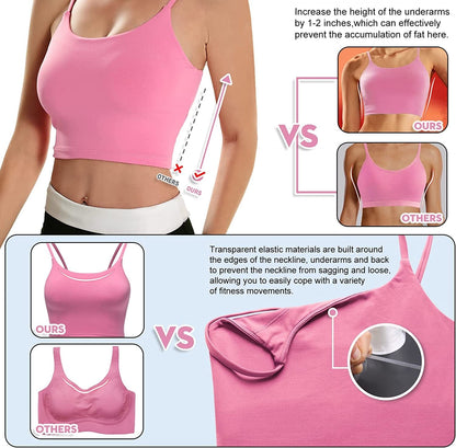 Sports Bras for Women Quick-Dry Padded Wirefree Workout Crop Cute Tank Tops Camisole Yoga Fitness Running Gym