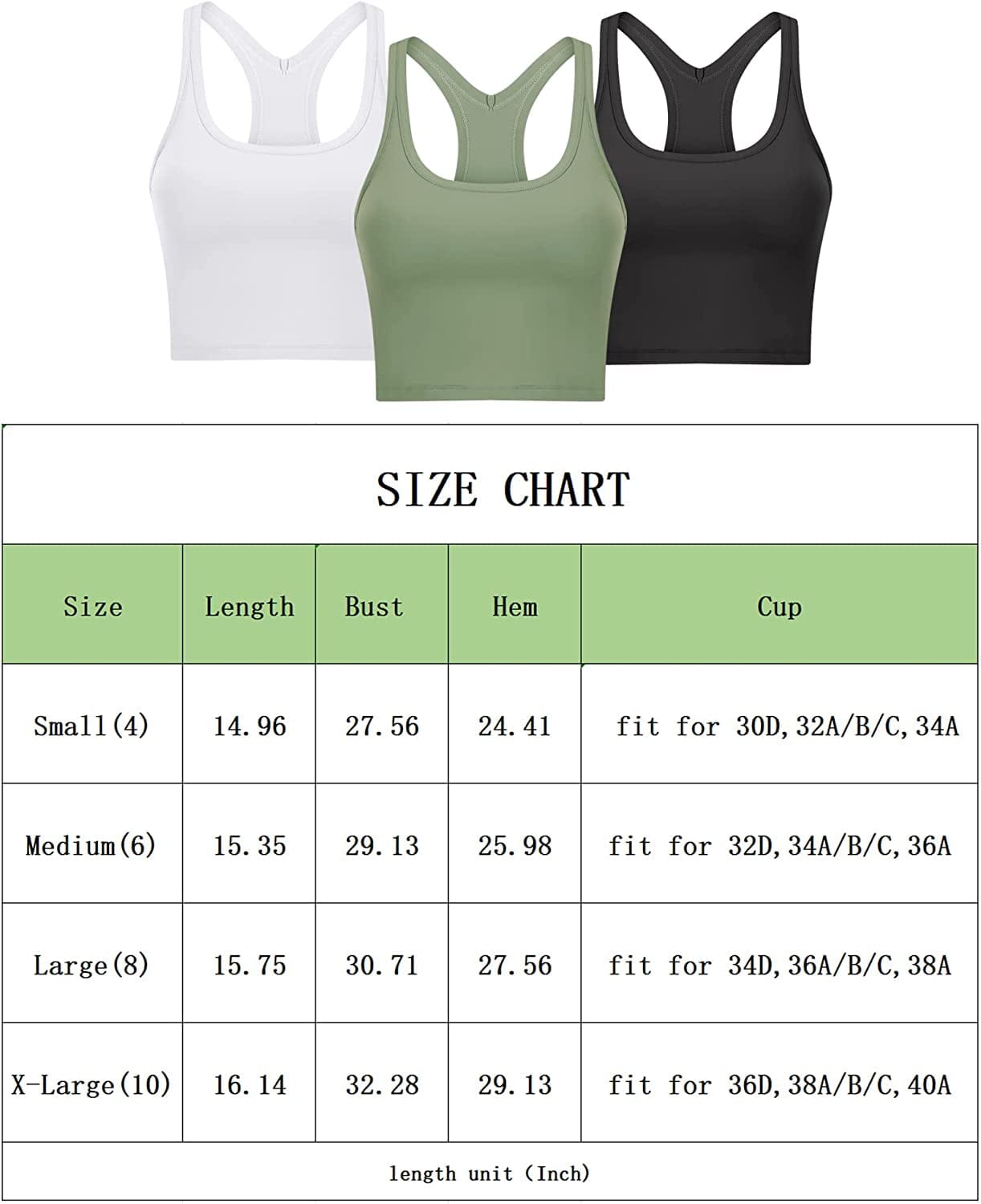 Sports Bras for Women, Racerback Padded Sports Bras Support Yoga Bra Workout Crop Tank Top with Removable Cups