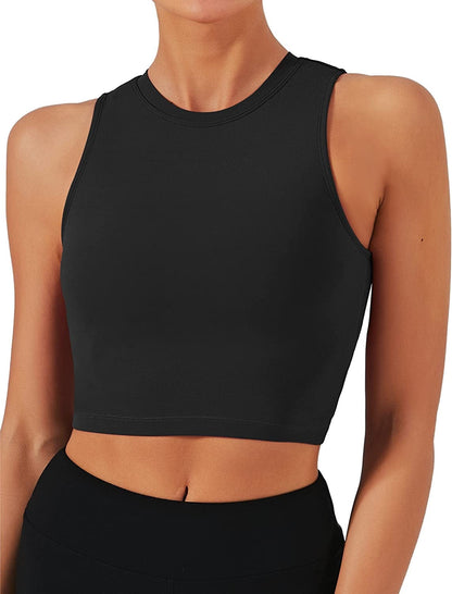 Sports Bras for Women Removable Padded Yoga Tank Tops Sleeveless Fitness Workout Running Crop Tops Black / X-Large
