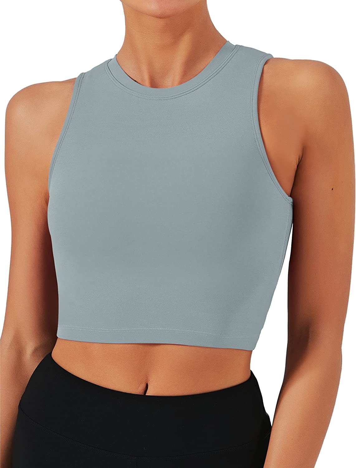 Sports Bras for Women Removable Padded Yoga Tank Tops Sleeveless Fitness Workout Running Crop Tops Rhino Grey / X-Large