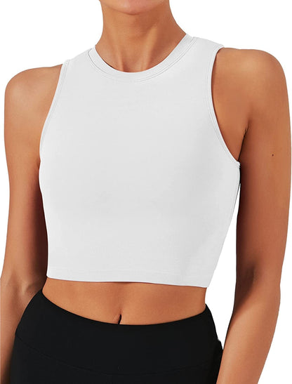 Sports Bras for Women Removable Padded Yoga Tank Tops Sleeveless Fitness Workout Running Crop Tops A-white / X-Large