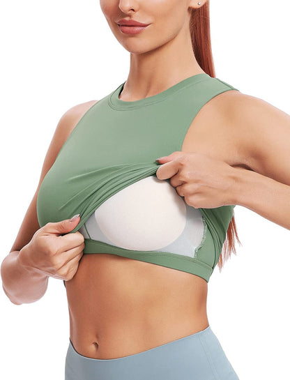 Sports Bras for Women Removable Padded Yoga Tank Tops Sleeveless Fitness Workout Running Crop Tops