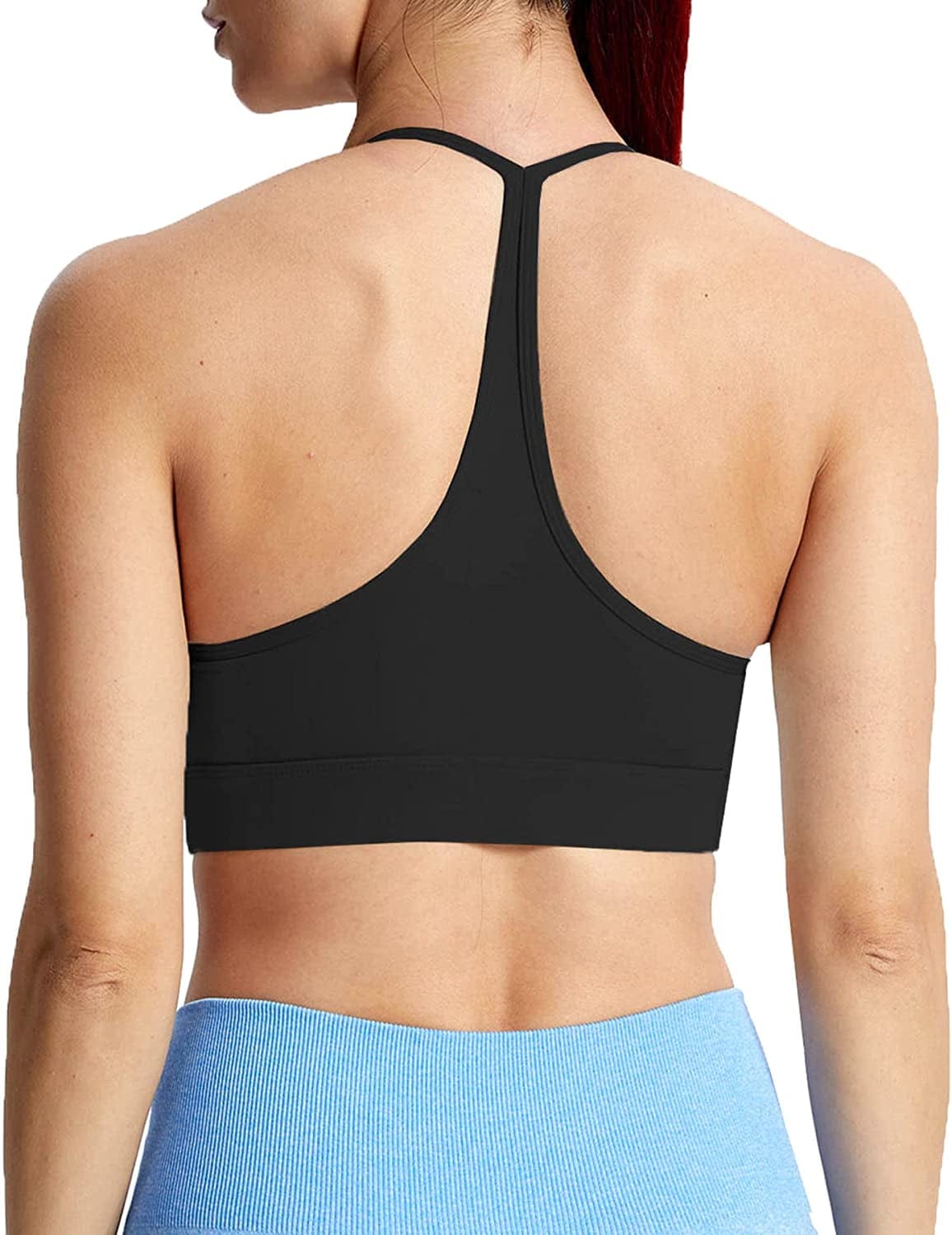 Sports Bras for Women Workout Fitness Ruched Training Baddie Cross Back Yoga Crop Tank Top Y-back Black / Large