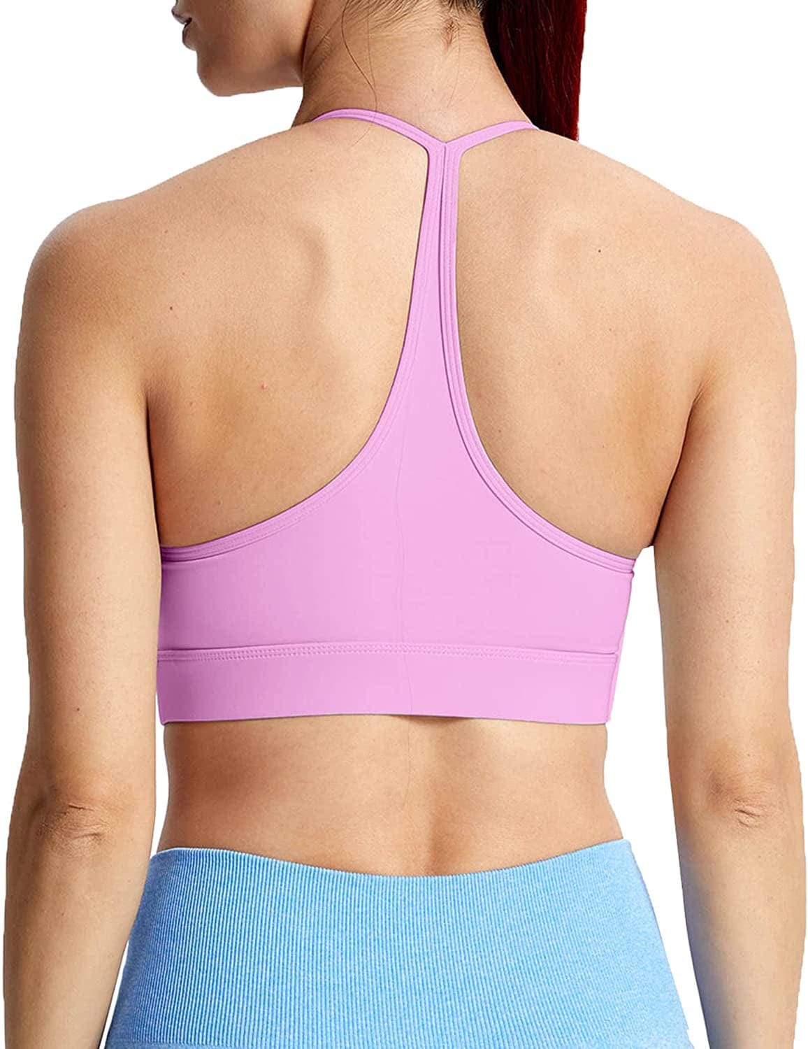 Sports Bras for Women Workout Fitness Ruched Training Baddie Cross Back Yoga Crop Tank Top Y-back Light Purple / Large