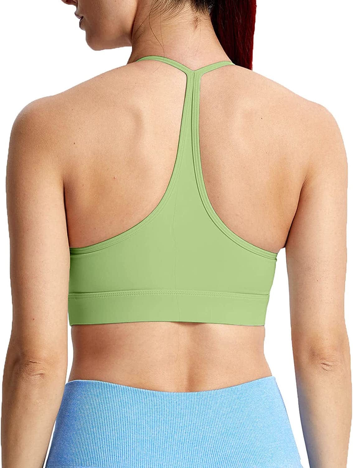 Sports Bras for Women Workout Fitness Ruched Training Baddie Cross Back Yoga Crop Tank Top Y-back Green / Small
