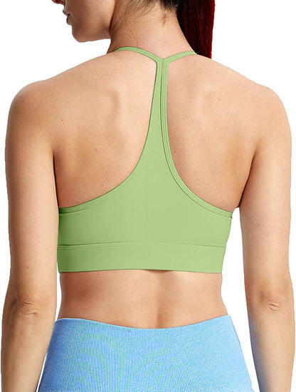 Sports Bras for Women Workout Fitness Ruched Training Baddie Cross Back Yoga Crop Tank Top Y-back Green / Small