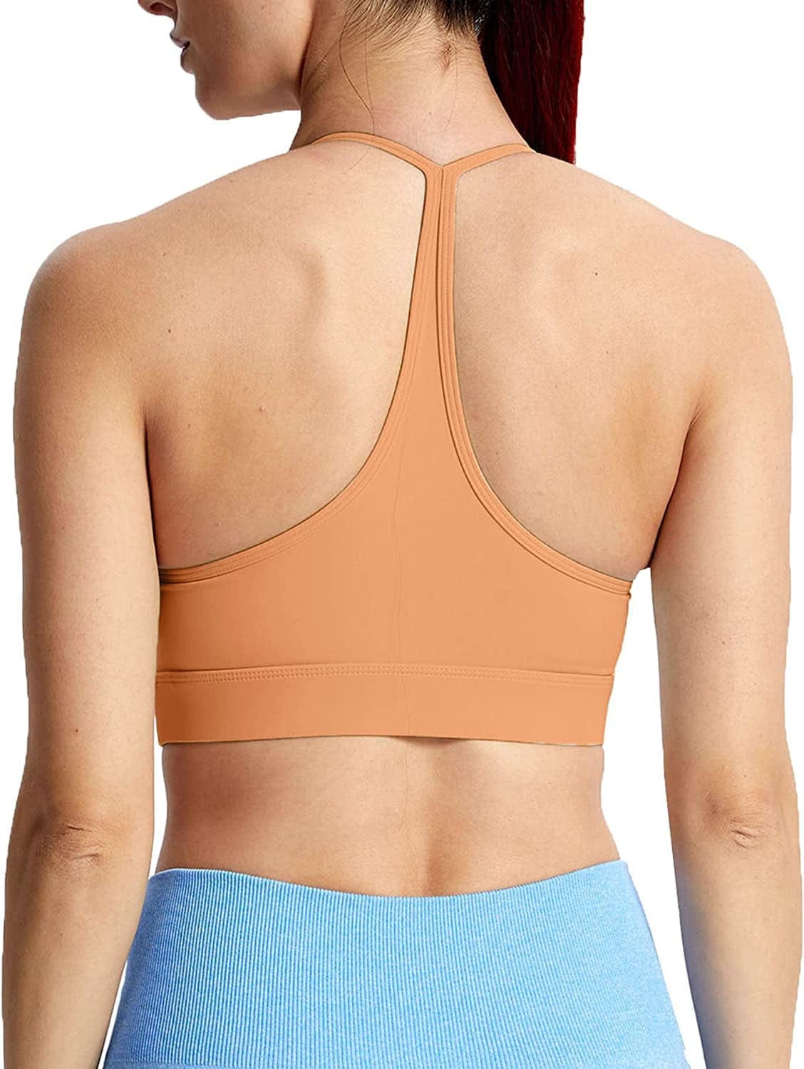 Sports Bras for Women Workout Fitness Ruched Training Baddie Cross Back Yoga Crop Tank Top Y-back Orange / Large