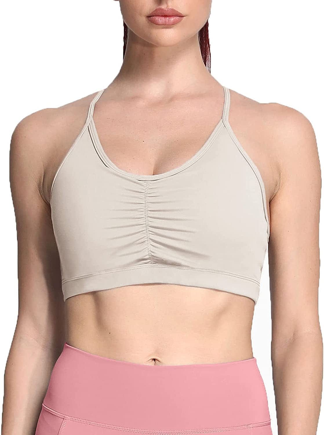 Sports Bras for Women Workout Fitness Ruched Training Baddie Cross Back Yoga Crop Tank Top Mink / Small
