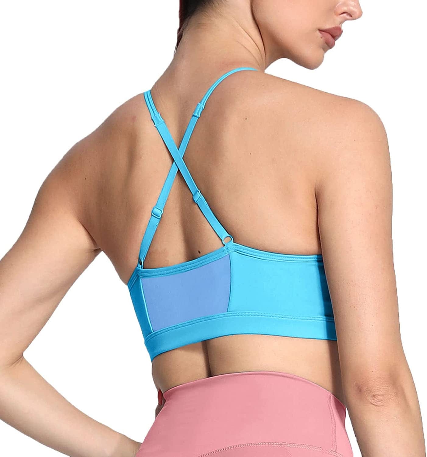 Sports Bras for Women Workout Fitness Ruched Training Baddie Cross Back Yoga Crop Tank Top