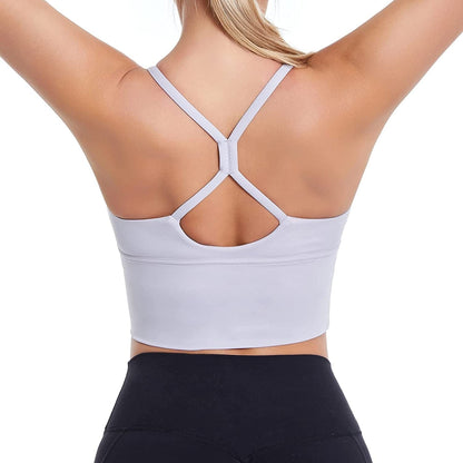 Sports Bras Longline Fitness Crop Tops Tank Yoga Running Shirts V-Neck Spaghetti Strappy Workout Yoga Bra