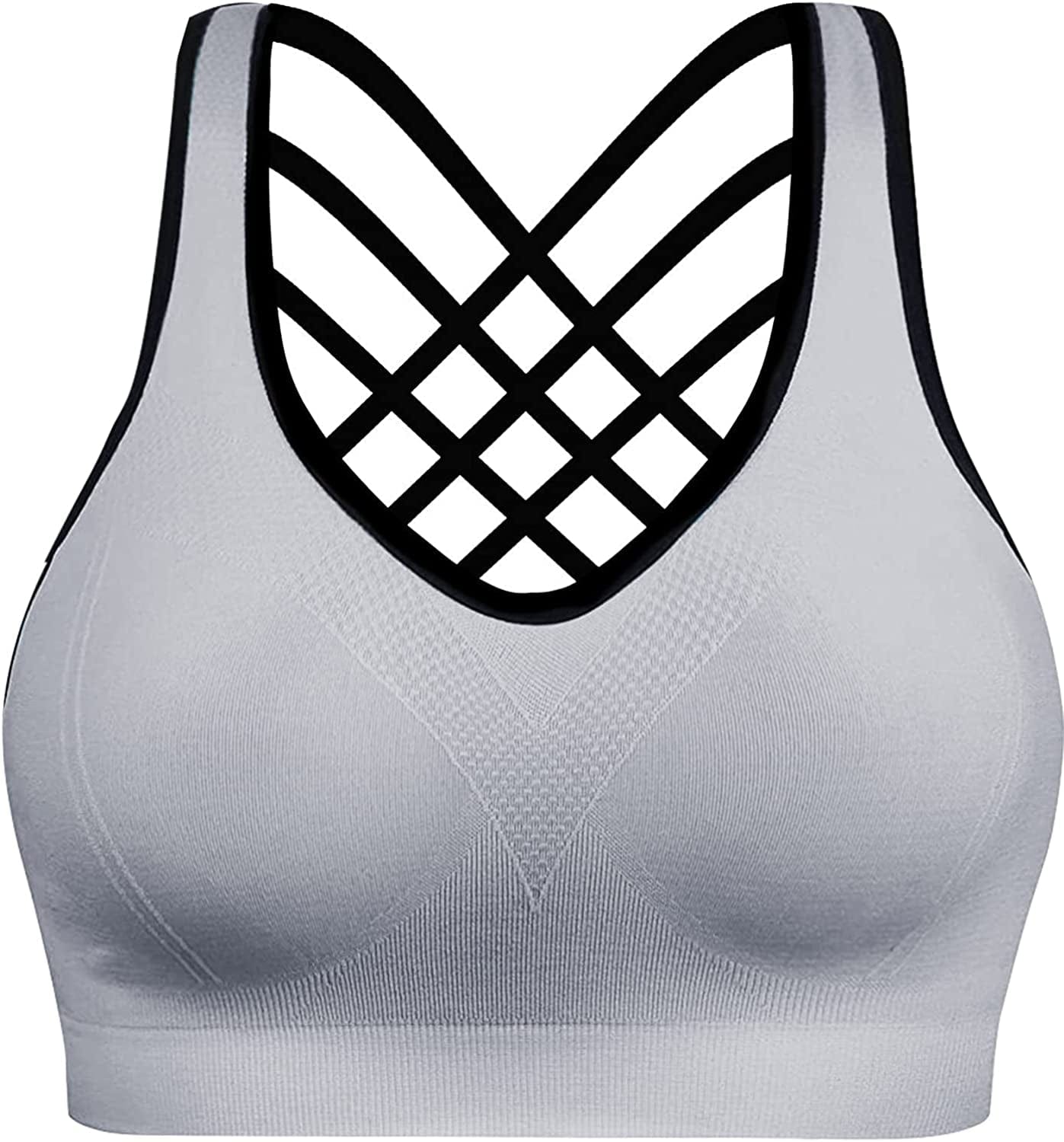 Sports Bras Pack High Impact Sports Bras for Women Strappy Sports Bra Padded Gym Bras Workout Bras Yoga Bras Lightgrey / Small