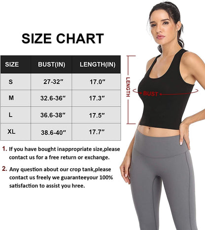 Sports Crop Tank Tops for Women Cropped Workout Tops Racerback Running Yoga Tanks Cotton Sleeveless Gym Shirts 3 Pack