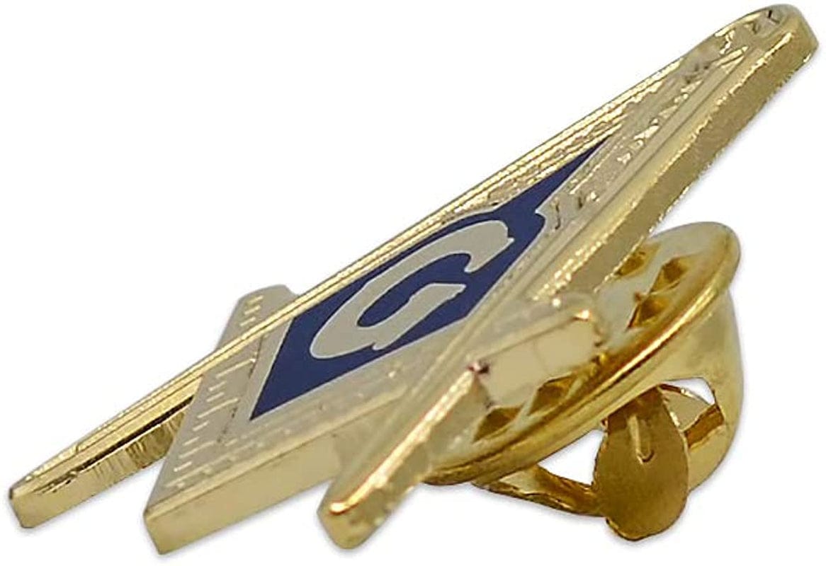 Square & Compass Masonic Lapel Pin - [Blue & Gold][1'' Tall]