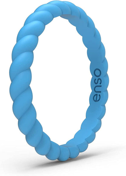 Stackable Braided Silicone Wedding Ring – Hypoallergenic Unisex Stackable Wedding Band – Comfortable Minimalist Band – 2.5Mm Wide, .8Mm Thick Vibrant Blue / 4