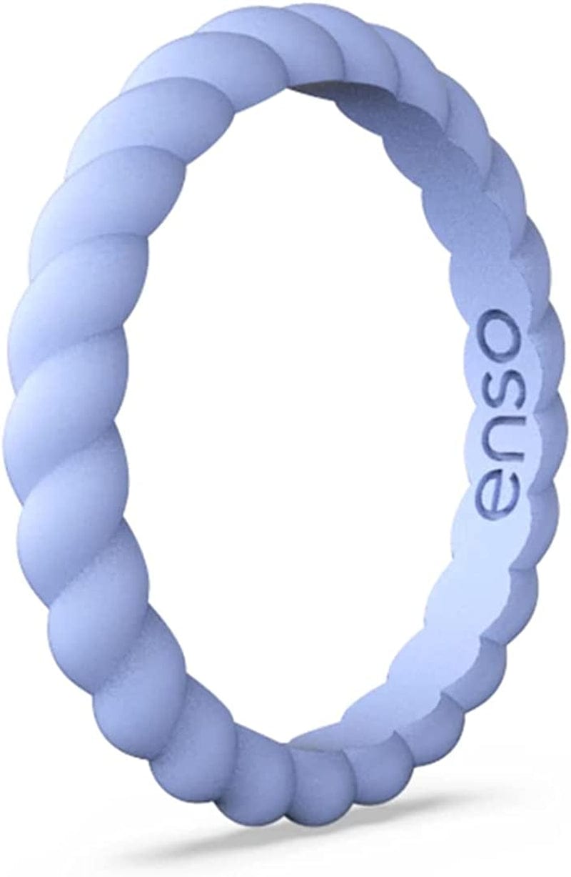 Stackable Braided Silicone Wedding Ring – Hypoallergenic Unisex Stackable Wedding Band – Comfortable Minimalist Band – 2.5Mm Wide, .8Mm Thick Ocean Breeze / 9