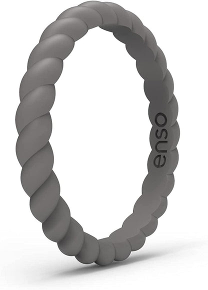 Stackable Braided Silicone Wedding Ring – Hypoallergenic Unisex Stackable Wedding Band – Comfortable Minimalist Band – 2.5Mm Wide, .8Mm Thick Charcoal / 8