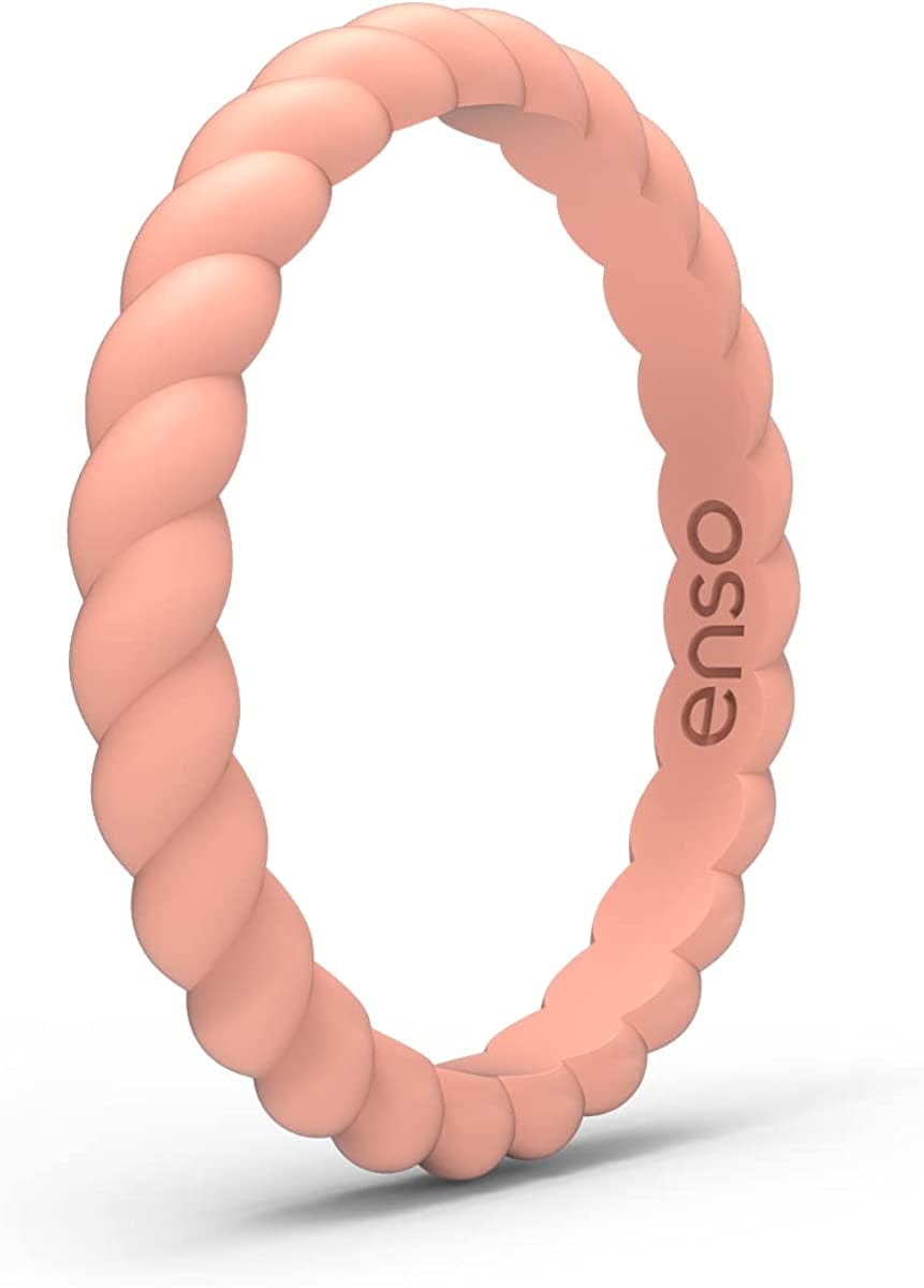 Stackable Braided Silicone Wedding Ring – Hypoallergenic Unisex Stackable Wedding Band – Comfortable Minimalist Band – 2.5Mm Wide, .8Mm Thick Papaya / 8