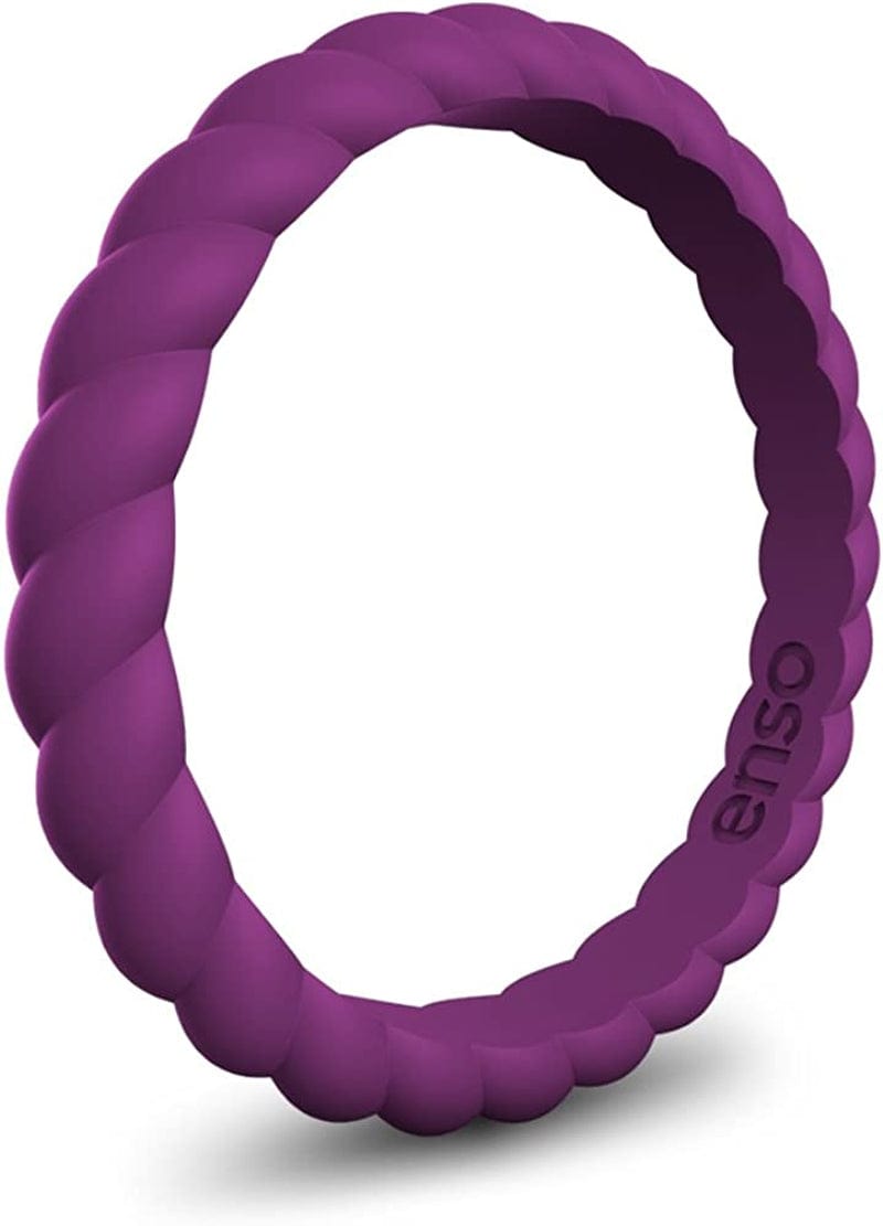 Stackable Braided Silicone Wedding Ring – Hypoallergenic Unisex Stackable Wedding Band – Comfortable Minimalist Band – 2.5Mm Wide, .8Mm Thick Plum Purple / 8