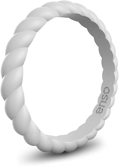 Stackable Braided Silicone Wedding Ring – Hypoallergenic Unisex Stackable Wedding Band – Comfortable Minimalist Band – 2.5Mm Wide, .8Mm Thick Misty Grey / 8