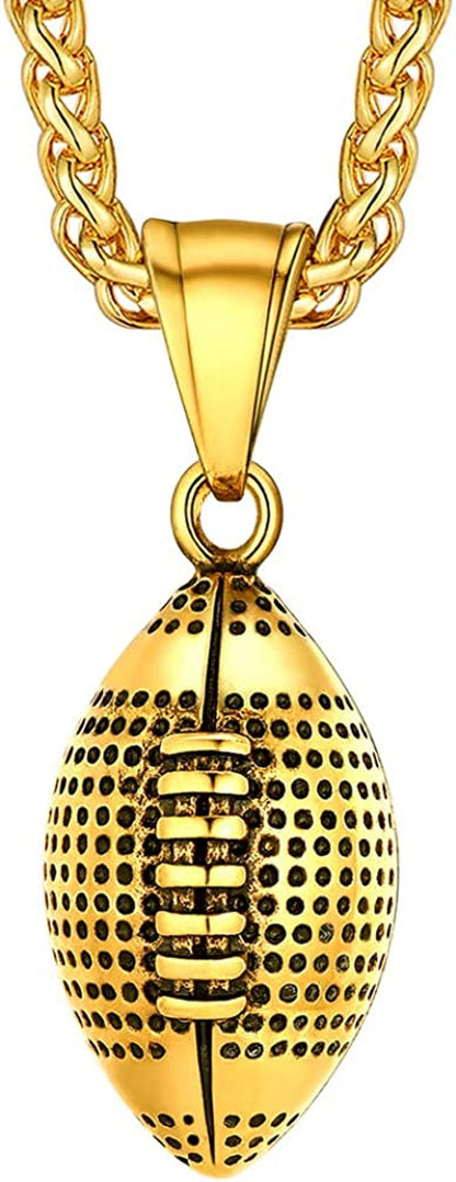 Stainless Steel 3D Soccer Football/Basketball Charm Necklace/Earrings Unisex Jewelry Boys Mens Girls Womens Fan Gift 06 gold-football