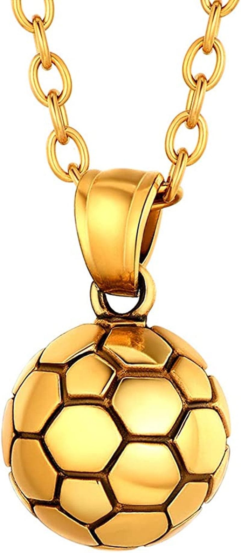 Stainless Steel 3D Soccer Football/Basketball Charm Necklace/Earrings Unisex Jewelry Boys Mens Girls Womens Fan Gift 05 gold--soccer