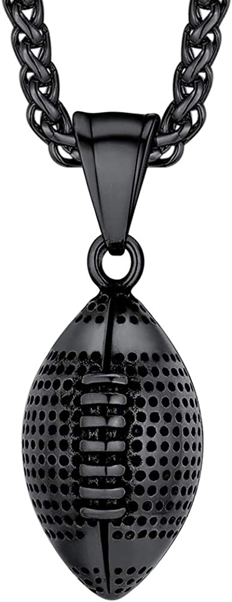 Stainless Steel 3D Soccer Football/Basketball Charm Necklace/Earrings Unisex Jewelry Boys Mens Girls Womens Fan Gift 06 black-football