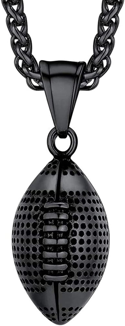 Stainless Steel 3D Soccer Football/Basketball Charm Necklace/Earrings Unisex Jewelry Boys Mens Girls Womens Fan Gift 06 black-football