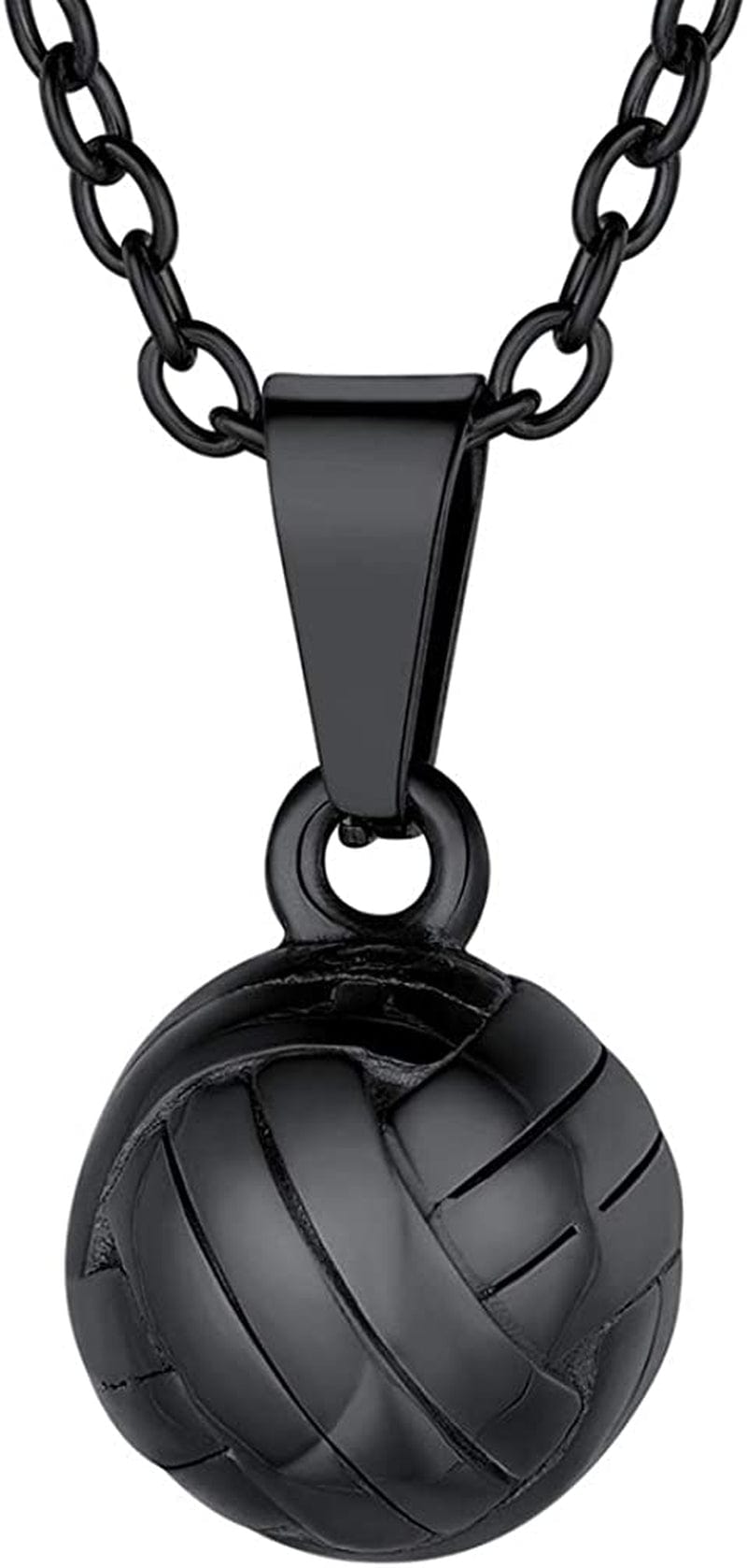 Stainless Steel 3D Soccer Football/Basketball Charm Necklace/Earrings Unisex Jewelry Boys Mens Girls Womens Fan Gift 07 black-volleyball
