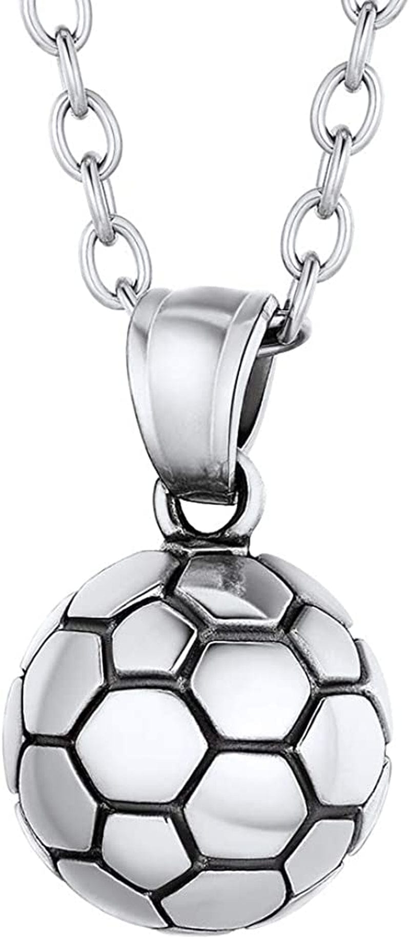 Stainless Steel 3D Soccer Football/Basketball Charm Necklace/Earrings Unisex Jewelry Boys Mens Girls Womens Fan Gift 05 silver-soccer