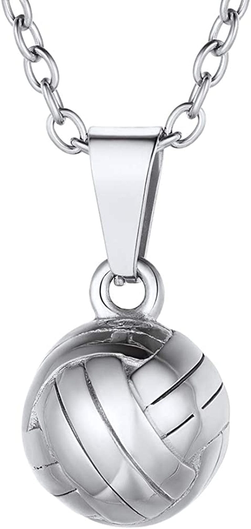 Stainless Steel 3D Soccer Football/Basketball Charm Necklace/Earrings Unisex Jewelry Boys Mens Girls Womens Fan Gift 07 silver-volleyball