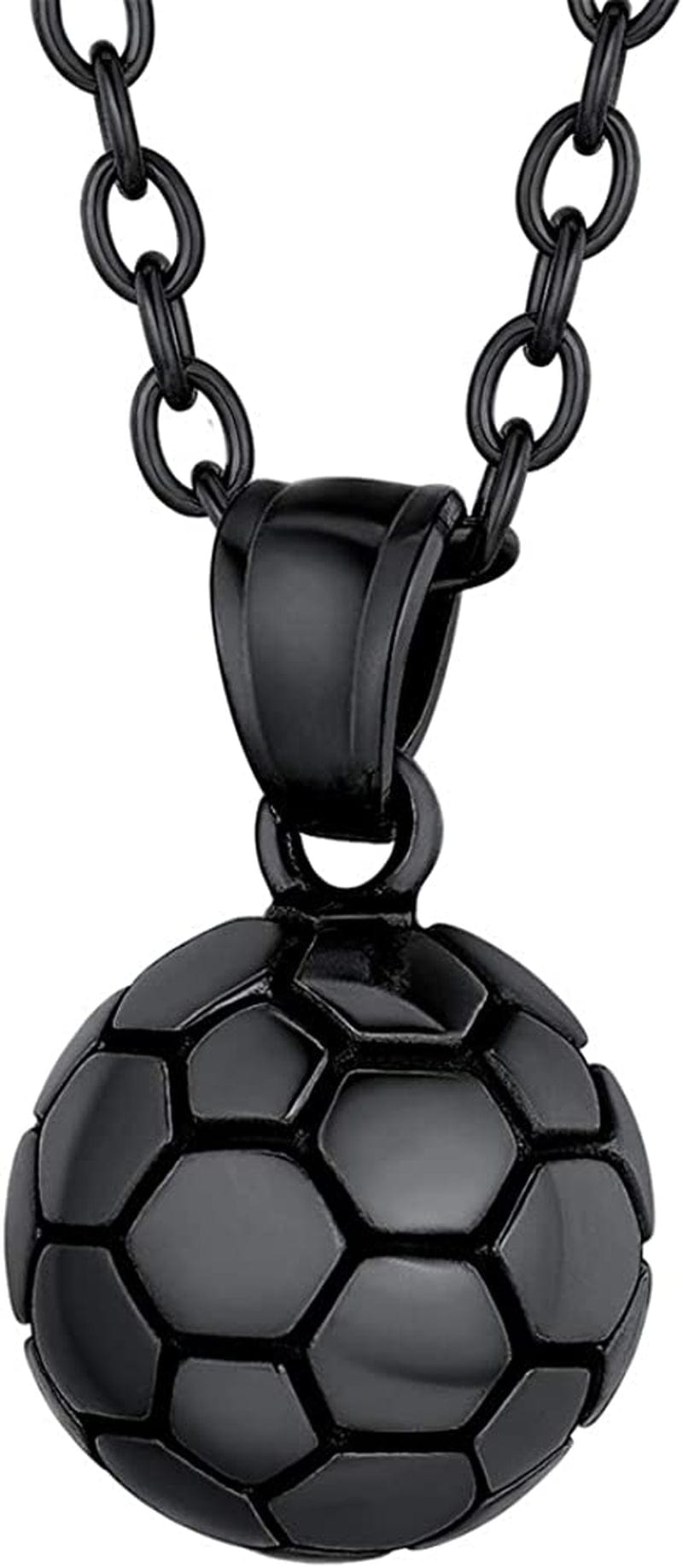 Stainless Steel 3D Soccer Football/Basketball Charm Necklace/Earrings Unisex Jewelry Boys Mens Girls Womens Fan Gift 05 black--soccer