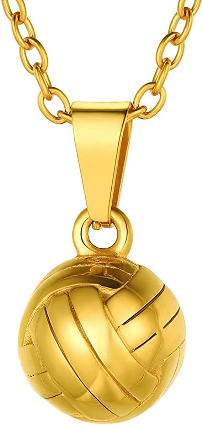Stainless Steel 3D Soccer Football/Basketball Charm Necklace/Earrings Unisex Jewelry Boys Mens Girls Womens Fan Gift 07 gold-volleyball