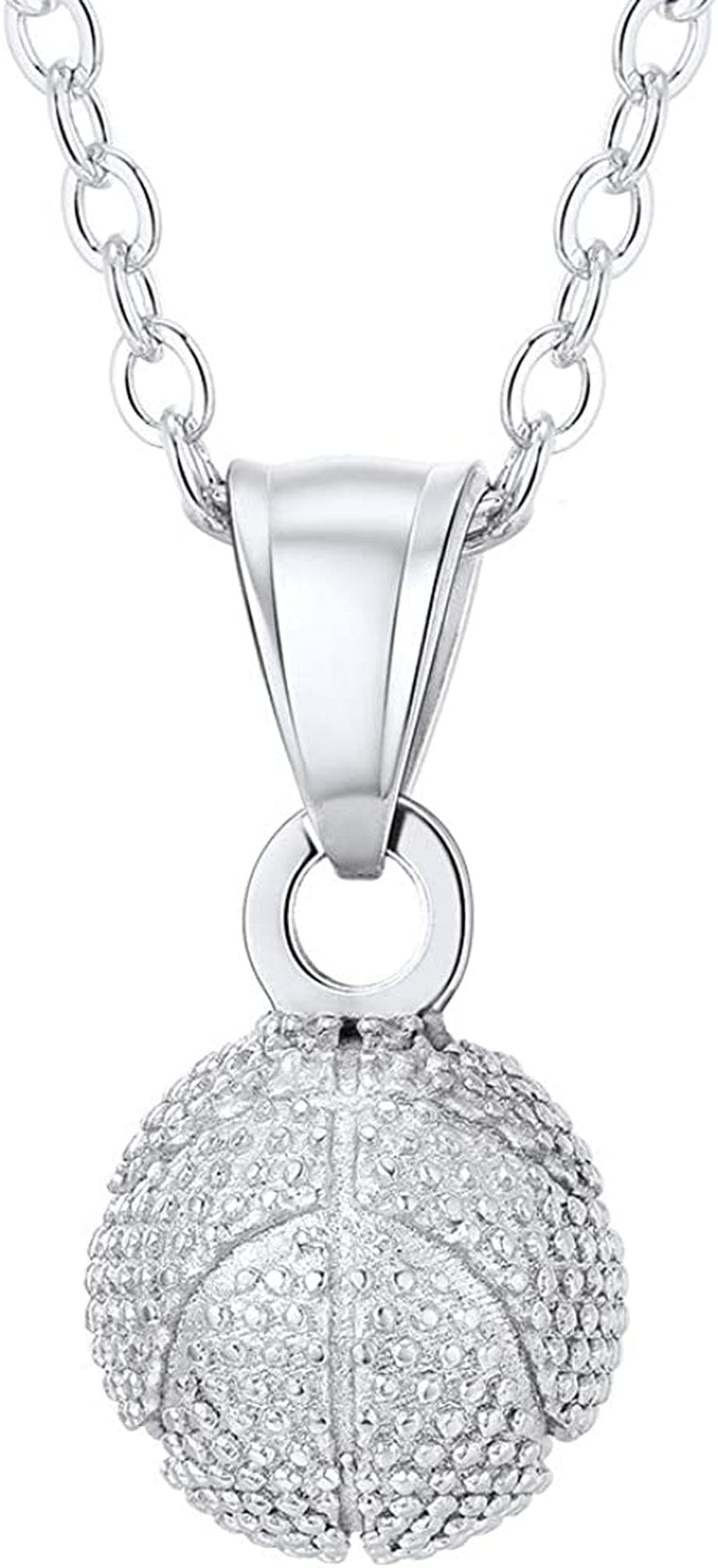Stainless Steel 3D Soccer Football/Basketball Charm Necklace/Earrings Unisex Jewelry Boys Mens Girls Womens Fan Gift 04 Silver-Basketball