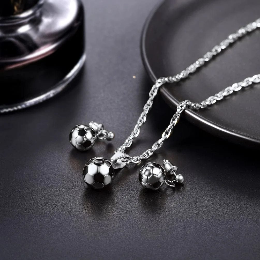 Stainless Steel 3D Soccer Football/Basketball Charm Necklace/Earrings Unisex Jewelry Boys Mens Girls Womens Fan Gift