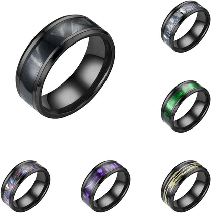 Stainless Steel Anxiety Ring for Women Men Size 6 13 Width 8MM 6 Color Exquisite Ring Black Sand Blasted Finished Silver Rings Sets aaaa-6pc / 11