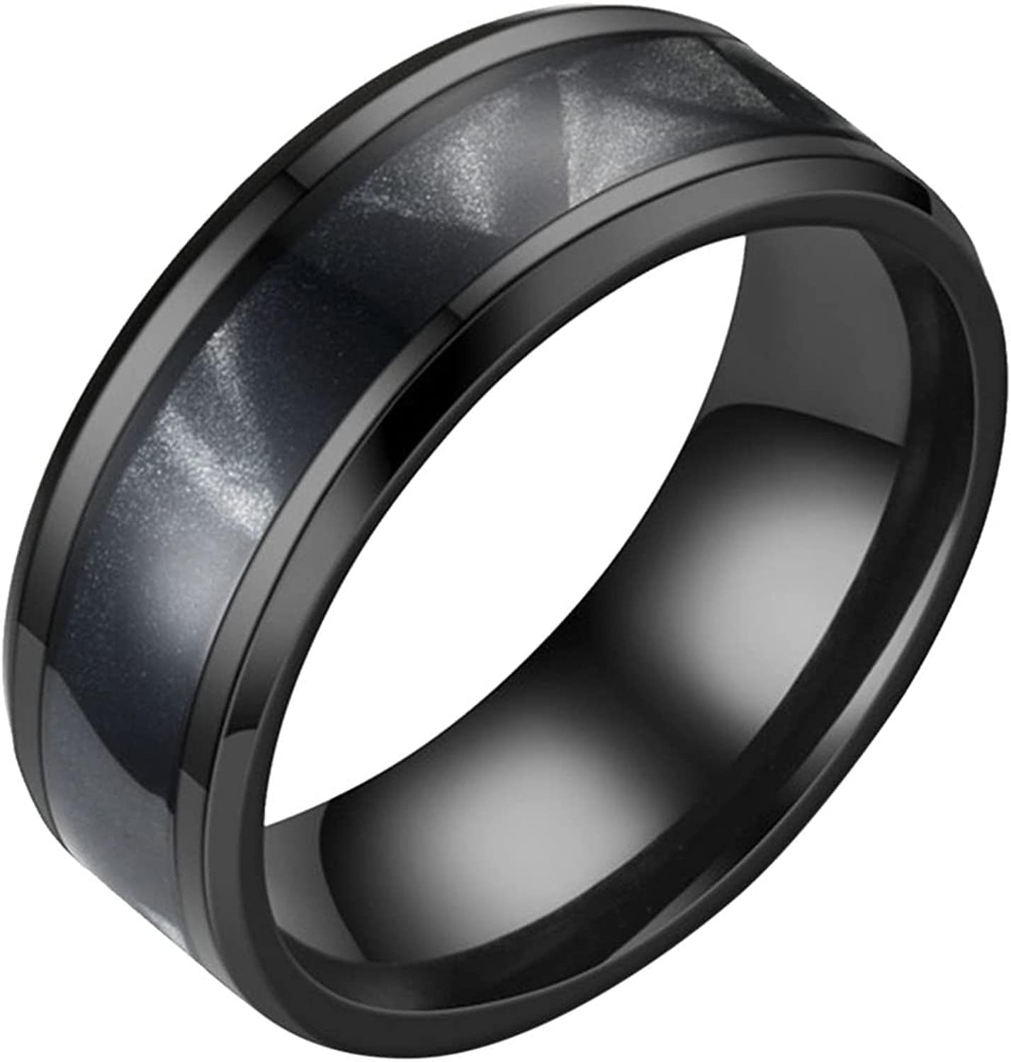 Stainless Steel Anxiety Ring for Women Men Size 6 13 Width 8MM 6 Color Exquisite Ring Black Sand Blasted Finished Silver Rings Sets Aa5-black / 6