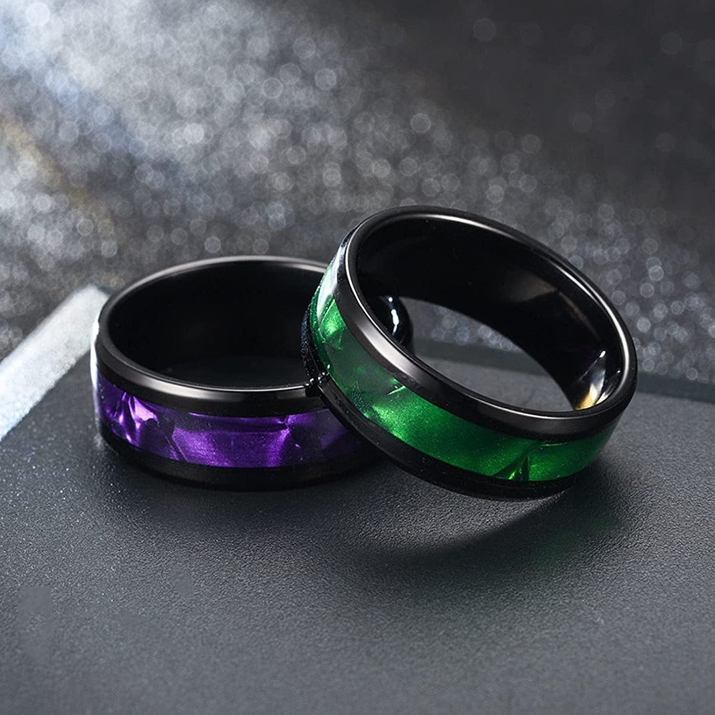 Stainless Steel Anxiety Ring for Women Men Size 6 13 Width 8MM 6 Color Exquisite Ring Black Sand Blasted Finished Silver Rings Sets