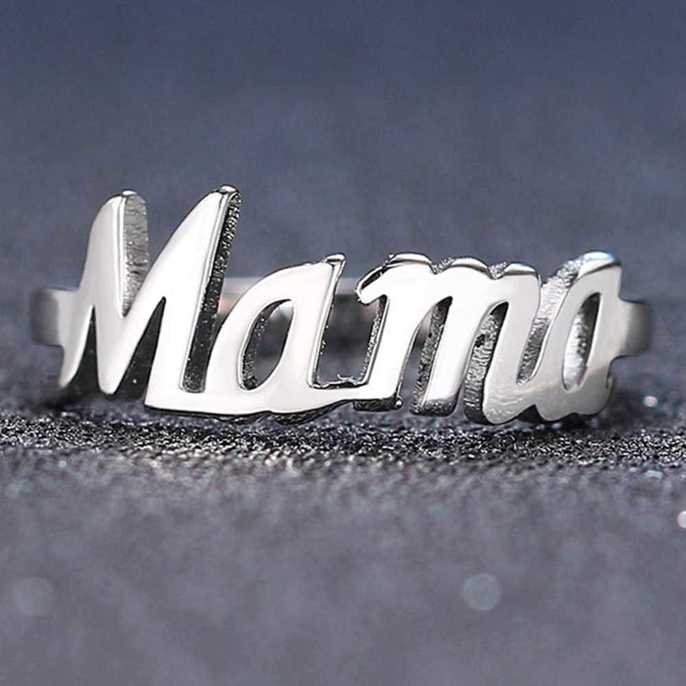 Stainless Steel Mother'S Day Birthday Mama Christmas Baby Shower Graudation Statement Ring