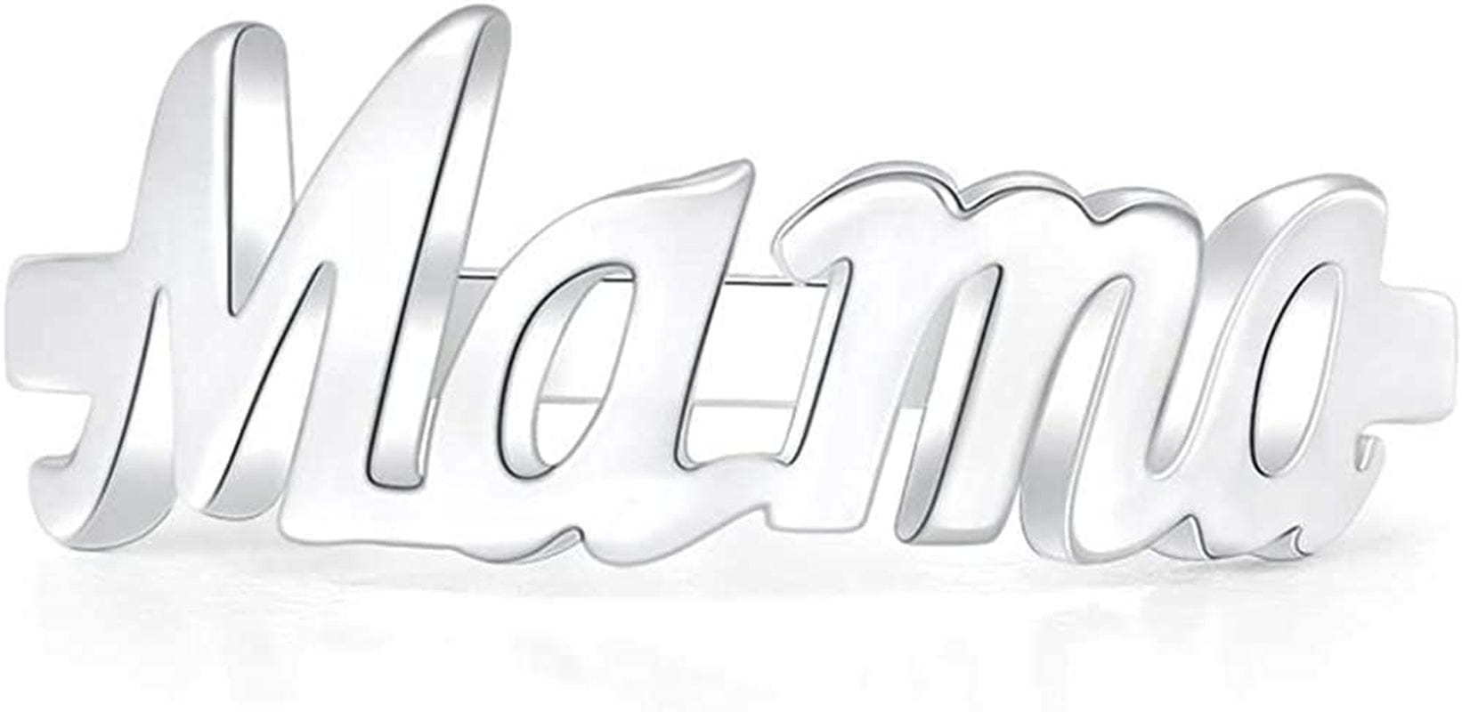 Stainless Steel Mother'S Day Birthday Mama Christmas Baby Shower Graudation Statement Ring Silver / 8