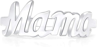 Stainless Steel Mother'S Day Birthday Mama Christmas Baby Shower Graudation Statement Ring Silver / 8