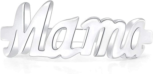 Stainless Steel Mother'S Day Birthday Mama Christmas Baby Shower Graudation Statement Ring Silver / 8