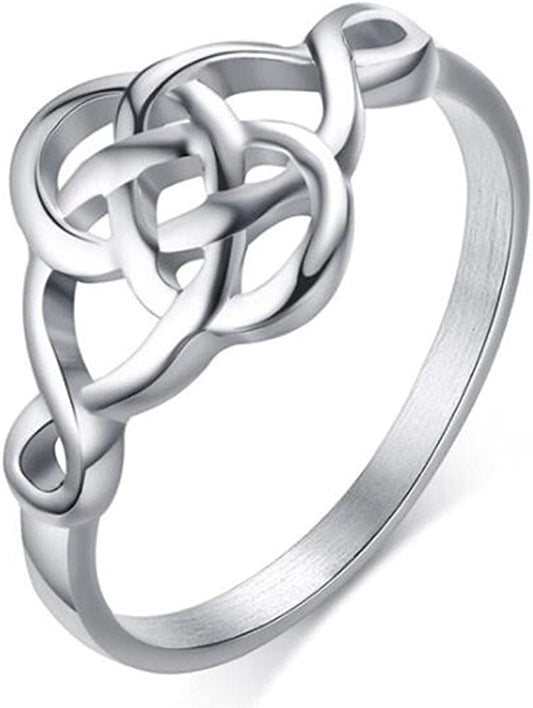 Stainless Steel Plain Classical Celtic Love Knot Wedding Promise Anniversary Ring Silver / 8