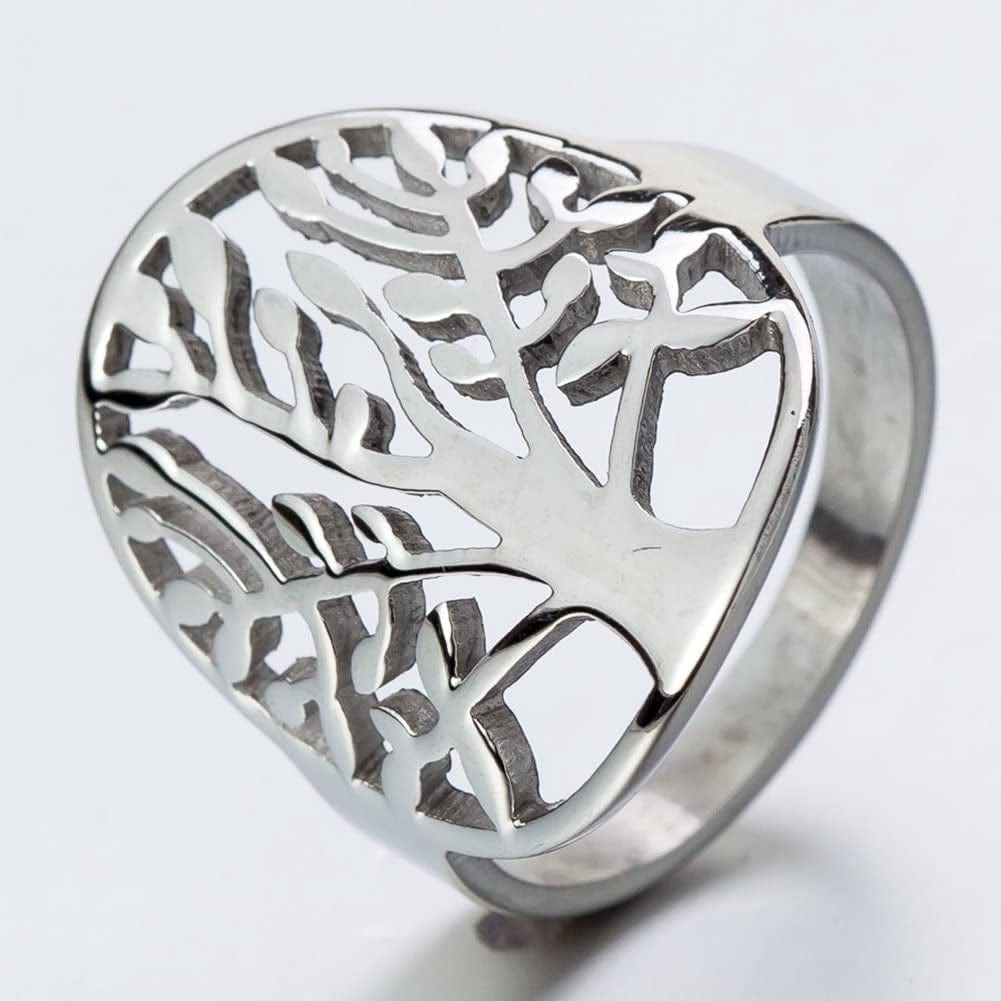 Stainless Steel Tree of Life Ring Statement Promise Anniversary Cocktail Party
